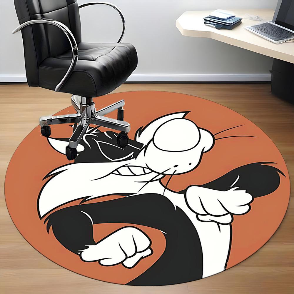 1pc Looney Tunes Office Round Area Rug, Bedroom Living Room Home Decor, Room Deco, Offic A1016119