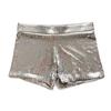 High Waist Shiny Sequins Shorts Women Glittery Straight Leg Party Stage Performance Clubwear