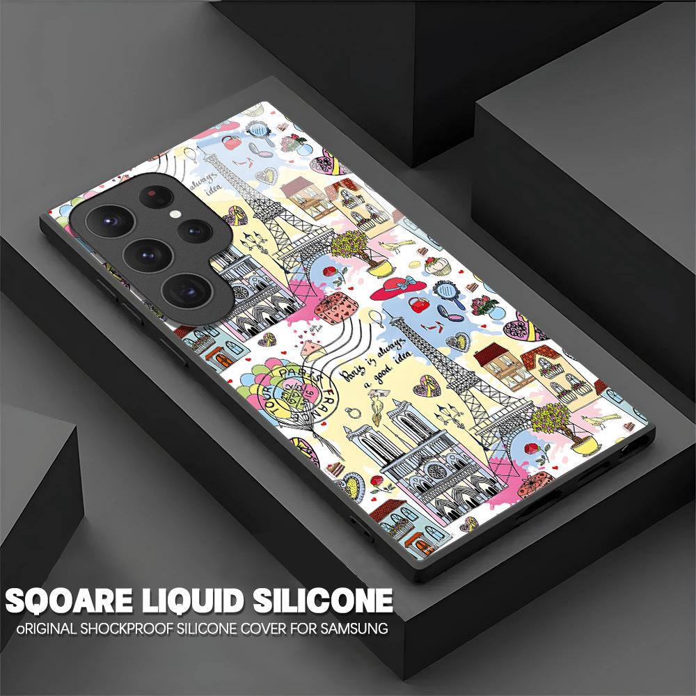 Hot-selling Eiffel Tower Samsung S20ultra Glass Phone Case S24fe Protective Case A55 Hard Case Women