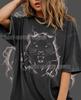 Zwarte Panter Grafisch T-shirt, Bliksem Dier Shirt, Donker Wild Grafisch T-shirt, Vintage Roofdier Kat Shirt
