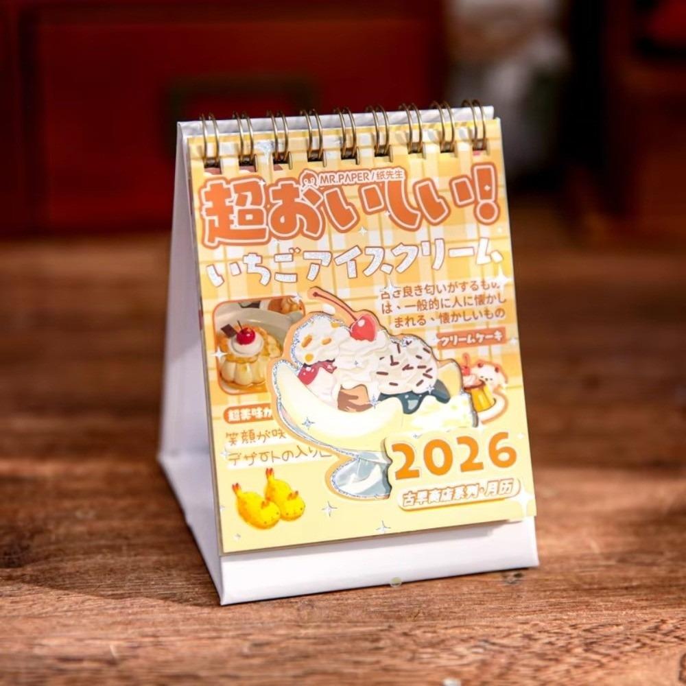 Small Size Desktop Calendar Creative Design Cute Style Mini Calendar Date Display Coil Binding Coil Calendar Office Use