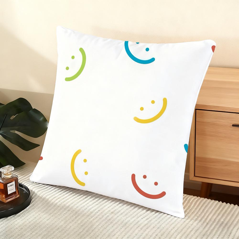 rainbows and hearts Cushion Cover Soft Short Plush Pillow Cover Smooth Cozy Texture Aesthetic Cushion Case Home Decor