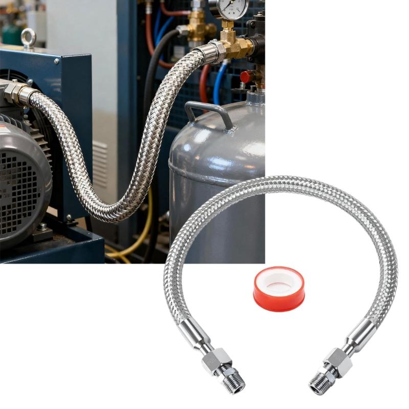1/4Inch X 20Inch Nonrust Steel Air Compressor Jumpers Hose With Rotating NPT Ends For Stable Airflows