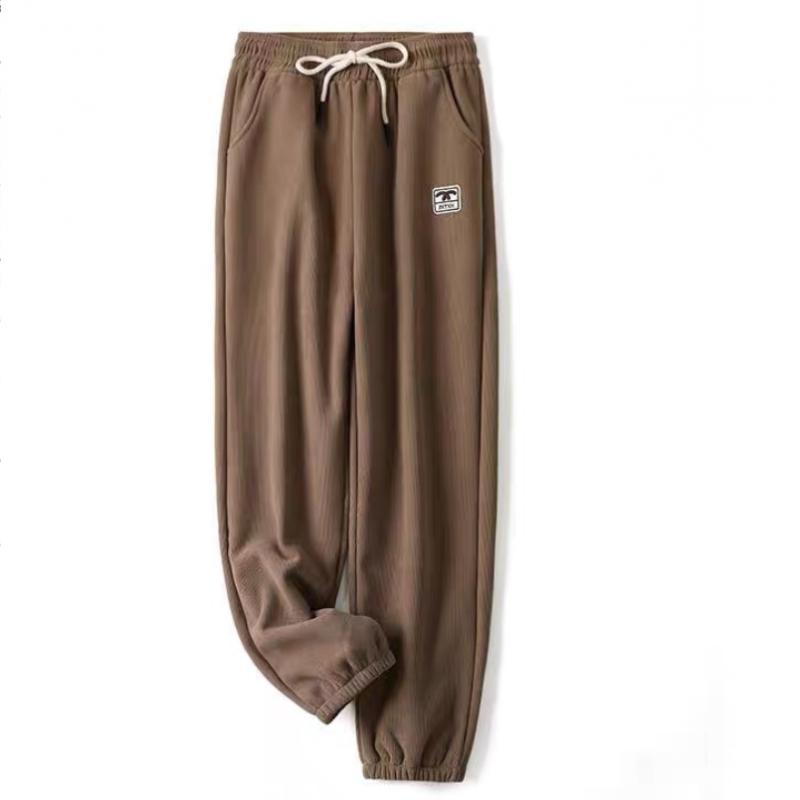 Autumn sports women's clothing plus velvet thickened loose cuff sweatpants women's simple high waist kapok velvet pants high waist