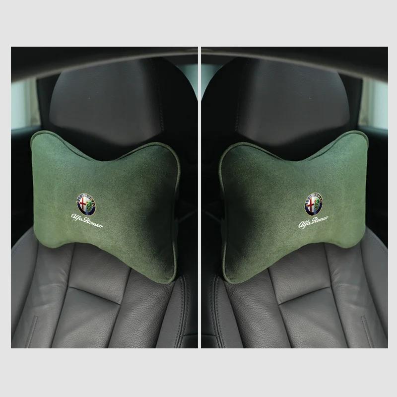 Car Stickers For Alfa Romeo 1pc/2pcs Car Headrest Fur Neck Pillow Seat Head Cushion Pillow For Alfa Romeo Giulia Stelvio Giuliet