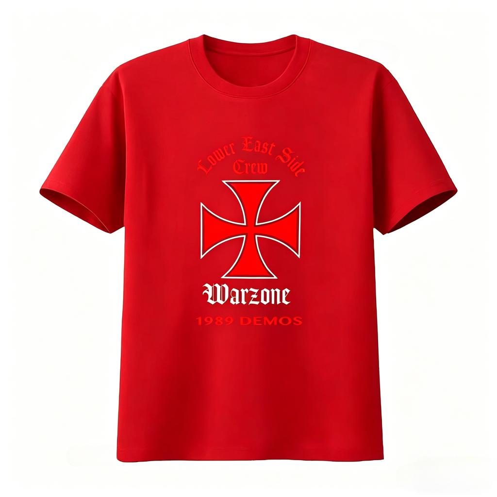 Warzone Demos Lower East Side Crew Kreuz T-Shirt Vintage Lässig Weich Mode Unisex Kleidung Damen Sommer Neues T-Shirt