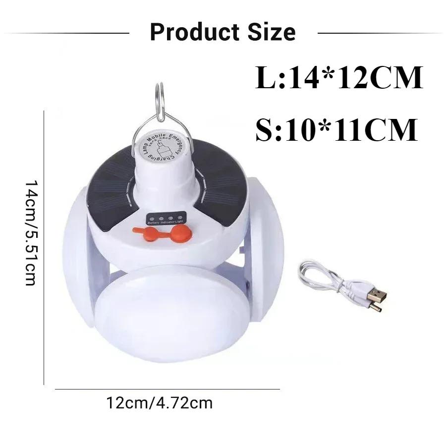 Lampe de football pliante solaire rechargeable LED Lampe ampoule Camping extérieur Stand de marché nocturne Panne de courant Éclairage d'urgence Torche