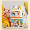Non-Toxic City Cat Hotel Sets Children A-Frame Pet House Apartment Garden Villa Sakura Tree Building Blocks Friends Animal Toy Kid Gifts
