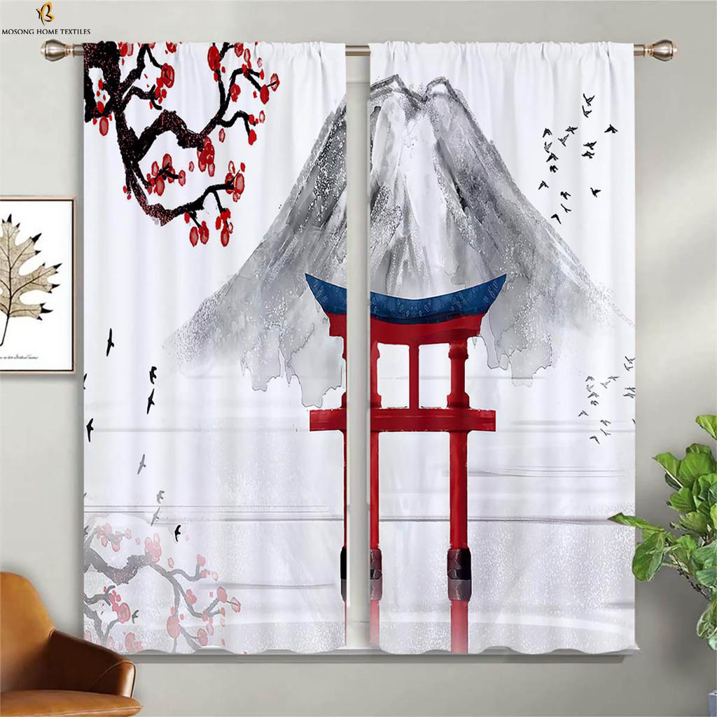 Zasłony Okienne Wzór Atramentowy Pejzaż Zasłony Można Prać w Pralkę Sypialnia Salon Gabinet Studio Zasłony 2 Sztuki