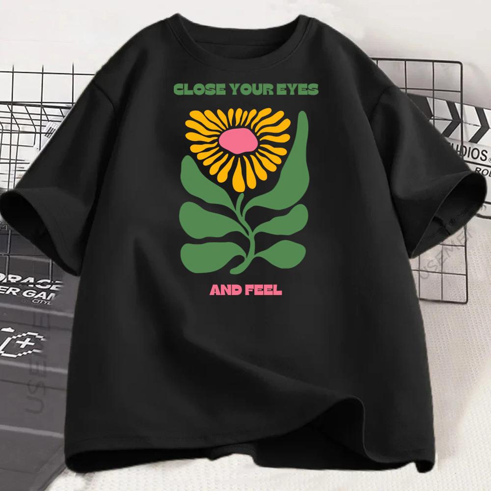 Flower Print Unisex Crew Neck Short Sleeve Unisexs Graphic Tshirt Stylish Comfortable Casual Unisex Top Trendy T Shirt Unisex