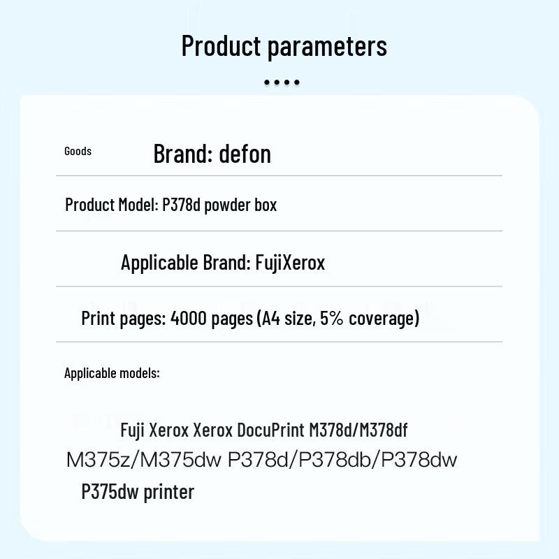 Befon P378d Black Toner Cartridge for Fuji Xerox DocuPrint P378dw
