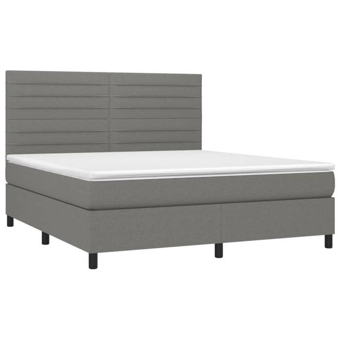 Maison Exclusive - Sommier à lattes de lit avec matelas Gris foncé 180x200cm Tissu