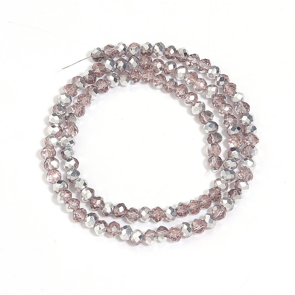 

1 нить 3/4/6/8/10 мм граненые хрустальные бусины розовые родиевые rondelle стеклянные россыпные бусины для изготовления украшений DIY браслеты ожерелье