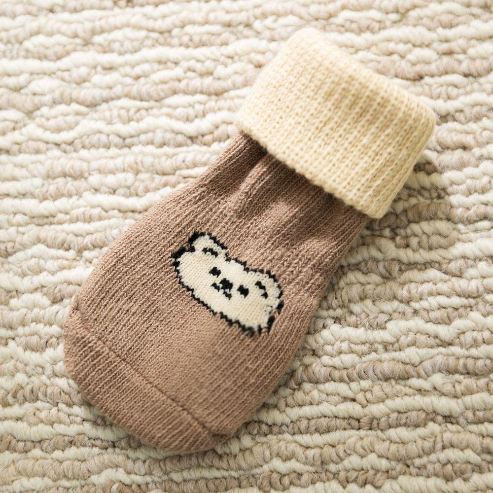 4Pcs Anti-Slip Knitted Socks Strong Grip Pet Paw Protector Premium Cozy Dog Socks  Indoor