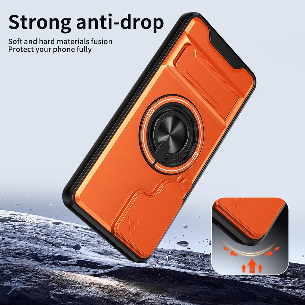 For Samsung Galaxy S25 FE Magnetic Case Ring Holder Foldable Kickstand TPU PC Phone Cover with Camera Lens Slider