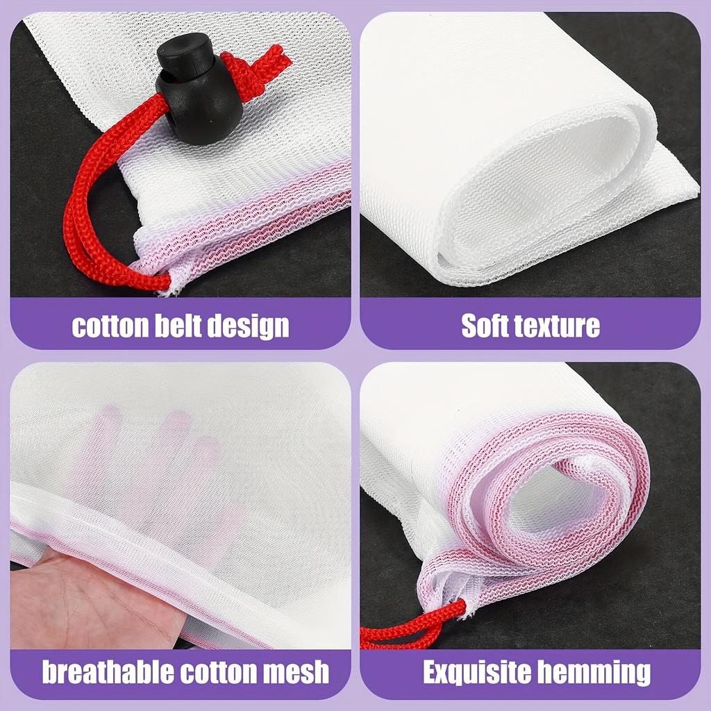 6pcs Mesh Storage and Organizer Bags, Washable Shopping Bags for Toy, Fruit and Vegetable Storage, Drawstring Reusable Mesh Bags