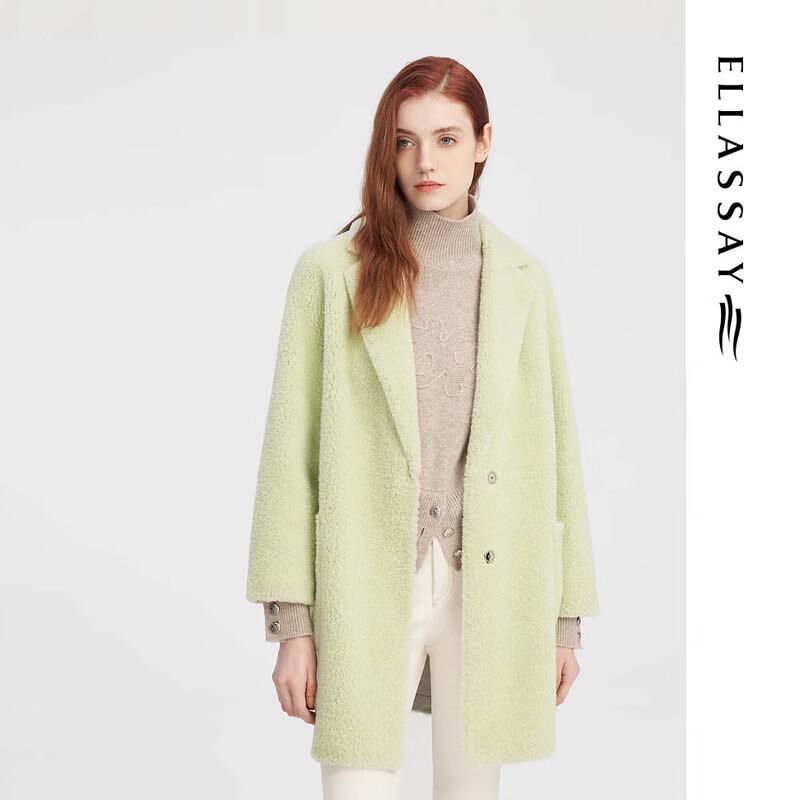 

ELLASSAY Women s Oversized Teddy Fleece Double-faced Wool Coat S