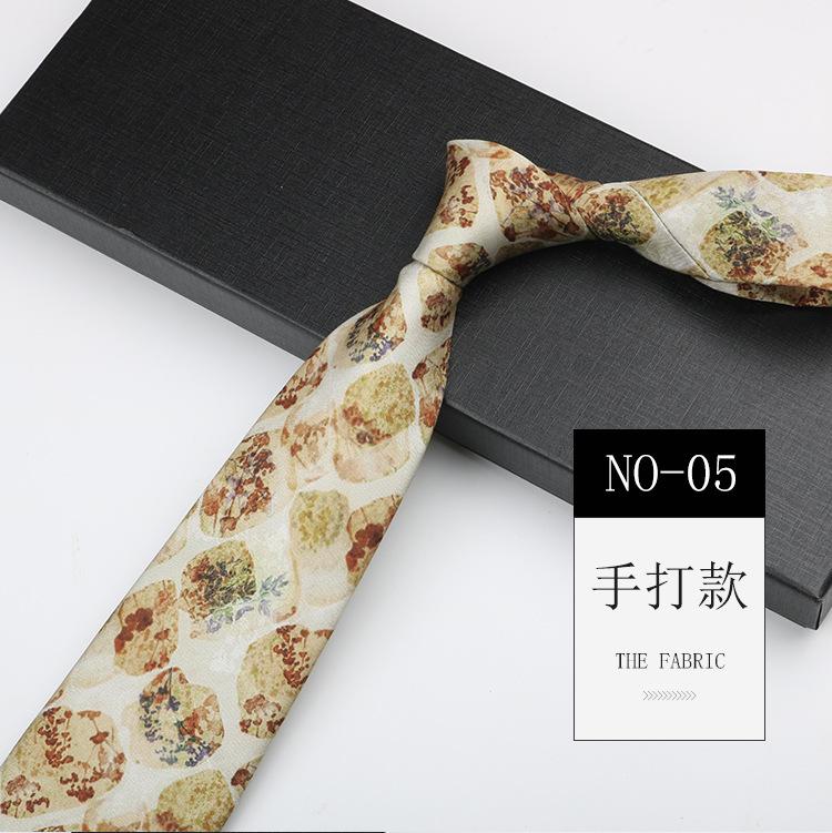 Men'S Printed Tie, Pattern Retro Gentleman'S Suit Shirt Width 9Cm Silk Soft Long Hand-Typed