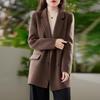 Cashmere Women Coat TIDENOVEL Autumn Wool Long Coat Handmade Pea Coat Winter Warm Wool Jacket Overcoat