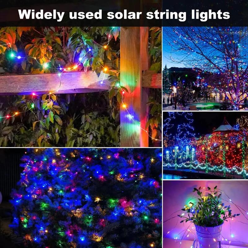 Ghirlandă luminoasă cu fir argintiu solar Halloween Crăciun Nunti Petreceri Exterior Impermeabil Decorațiuni pentru Streșini Lumini Zâne