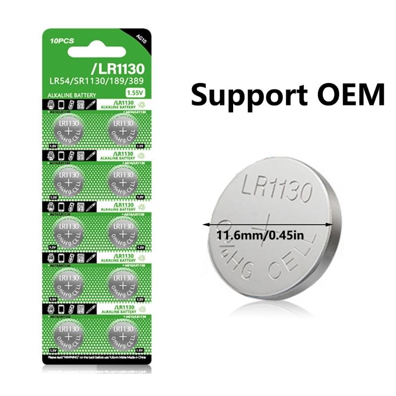 10pcs LR1130 Button Batteries 1.5V Alkaline Stable Power Source for Gadgets And Accessories Replace AG10/LR54/189/389