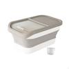10kg Dog Cat Food Organizer with Measuring Cup, Collapsible Container for Grains
