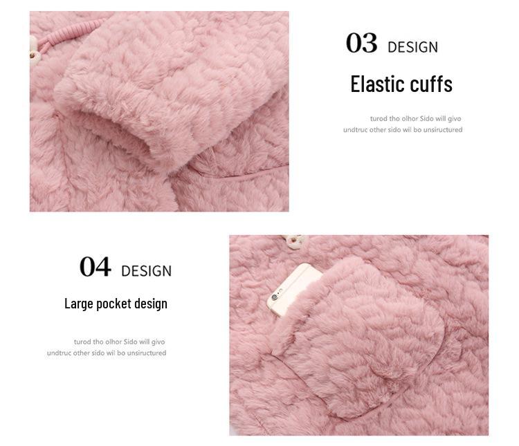 2025 Girls' Fleece-Lined Lamb's Wool Coat: Thick, Stylish Winter Wear for Children