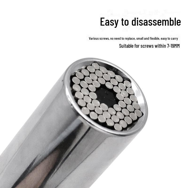 Universal Magic Socket Wrench: 7-19mm Ratchet Head, Chrome Vanadium Steel.