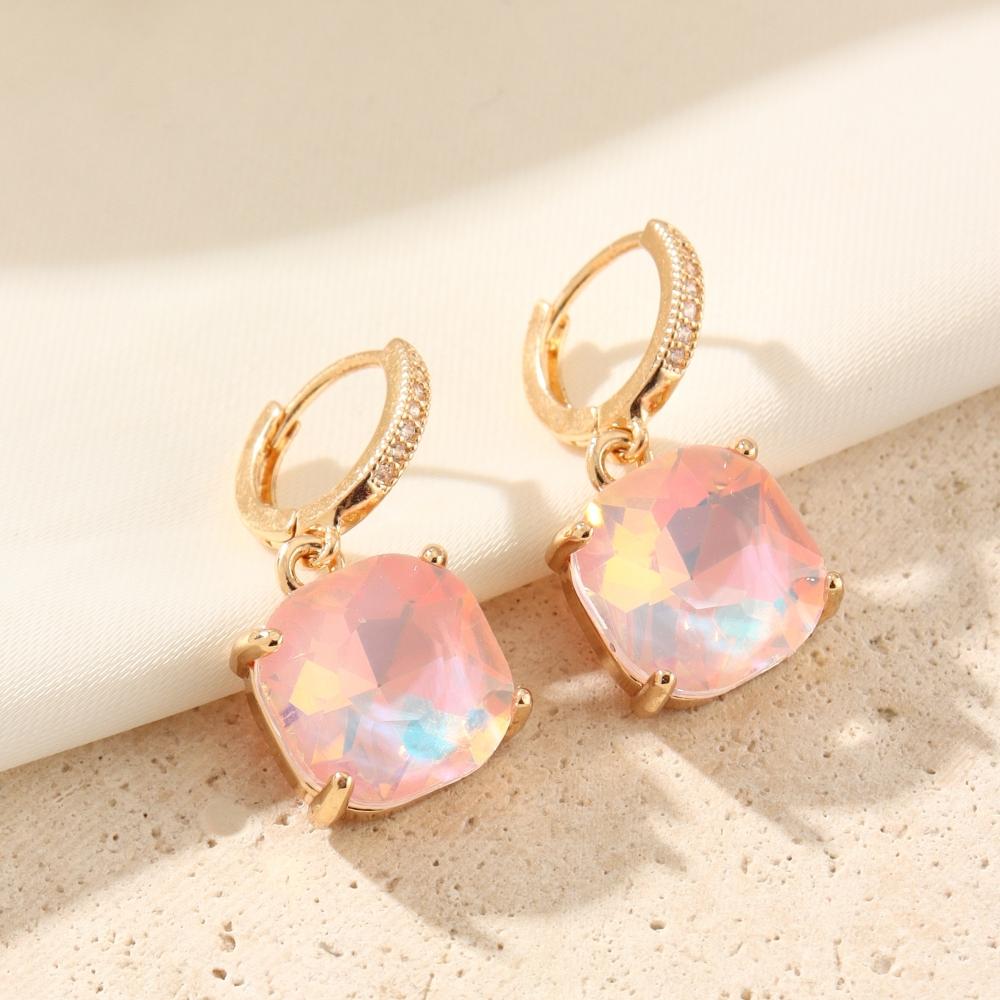 

Imitation Gemstones Drop Earrings for Women 2025 New Fashion Wedding Party Earring Jewelry Accessories Gifts рожевий