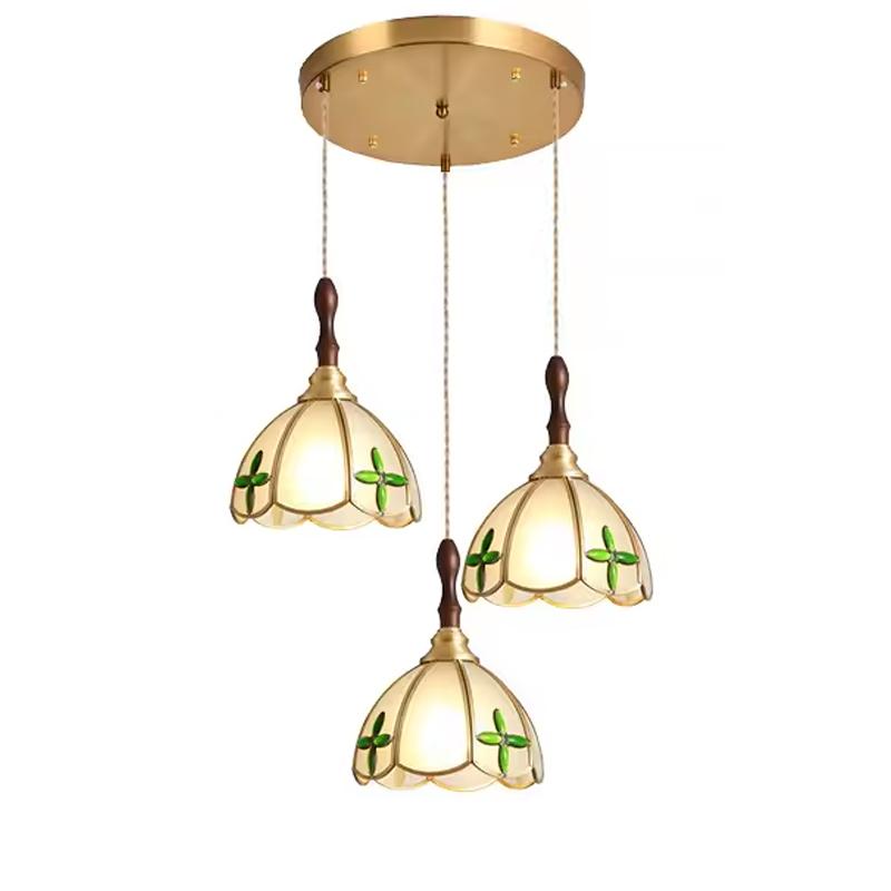 Tiffany Chandelier Retro Creative Stained Glass Lotus Pendant Light Corridor Bedroom Living Room E27 Single Head Hanging Lamps