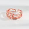 925 Silver Plated Double Layer Zircon Open Ring for Women Fashion Simple Rotatable Adjustable Ring Jewelry Birthday Gift