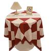 British Plaid Flannel Tablecloth Light Luxury Retro Round Table Cloth Coffee Table Cover Dustproof Dining Table Fabric