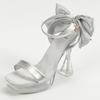 Fashion Fashion Crystal Transparent Platform Thick Heeled Women Sandals Sweet Satin Bowknot 12CM Ultra High heels Summer Banquet Shoes
