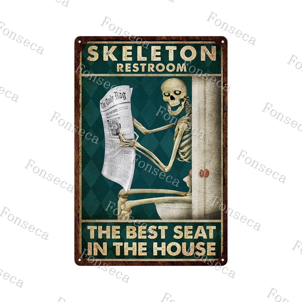 Retro Human Skeleton Tin Sign Gardening That's What I Do I Grow Stuff and I Know Things Cactus Vintage Chic Metal Poster