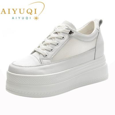 Scarpe da donna Scarpe con tacco alto con plateau Scarpe da donna in vera pelle primaverile Altezza tacco 8 cm Scarpe da donna alla moda con rete cava