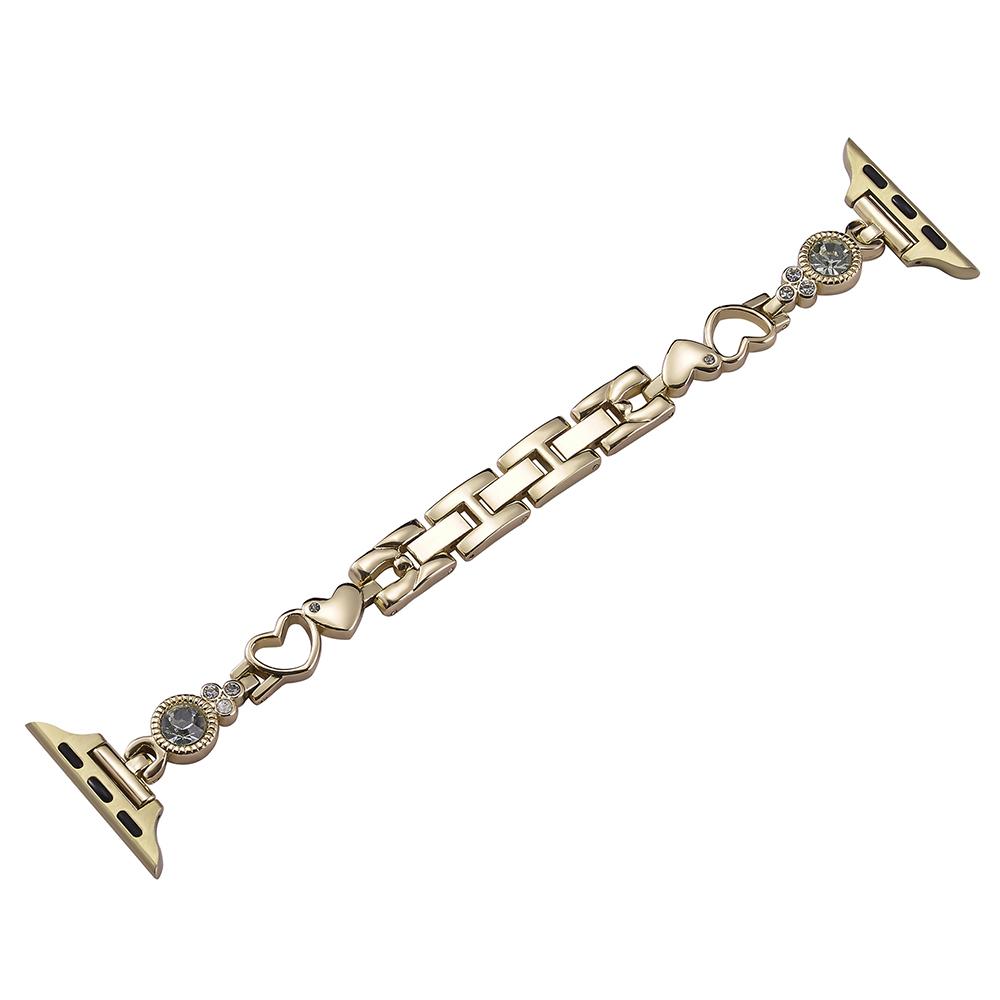 

Ремінець для Apple Watch Series 10 42мм/9 8 7 41мм/SE (2023) SE (2022) SE 6 5 4 40мм/3 2 1 38мм Ремінець для годинника У формі серця Нарядний ремінець Gold