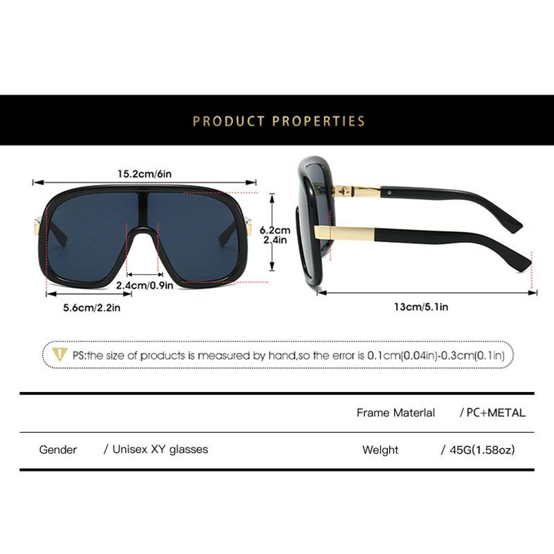 Y2K Vintage Oversized Sunglasses for Women Men Punk Big Frame Luxury Designer Shades UV400 Protection