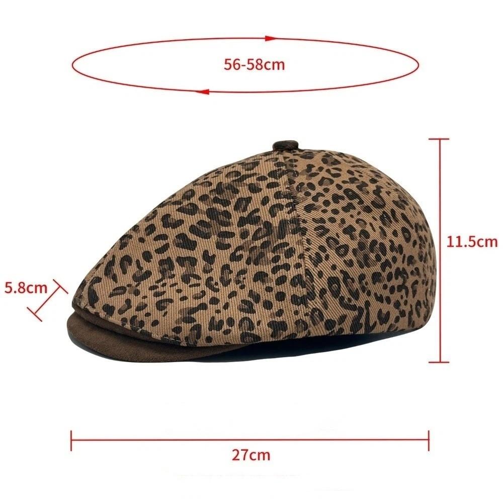 Retro Leopard Print Forward Hat Autumn Winter Adjustable Beret Hat Baseball Cap Newsboy Cap