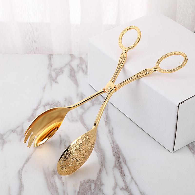 Zinc Alloy Metal Spoon Salad Clip Exquisite Party Self-Service Clip Tray Cake Birthday Party Tableware Clip Multifunctional