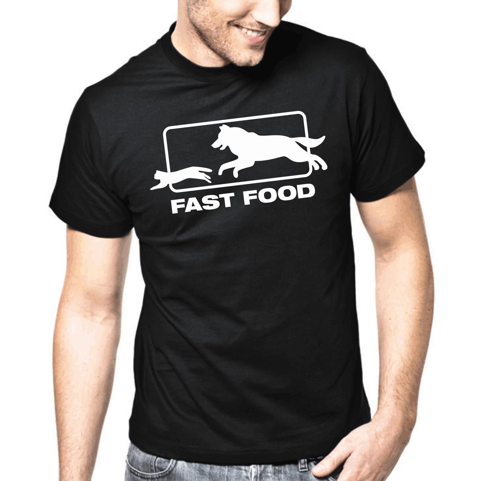 Men s and Women s T-shirts Fast Food Fast Food Dog Cat Sayings Gift Fun Fun Comedy Saying XXL