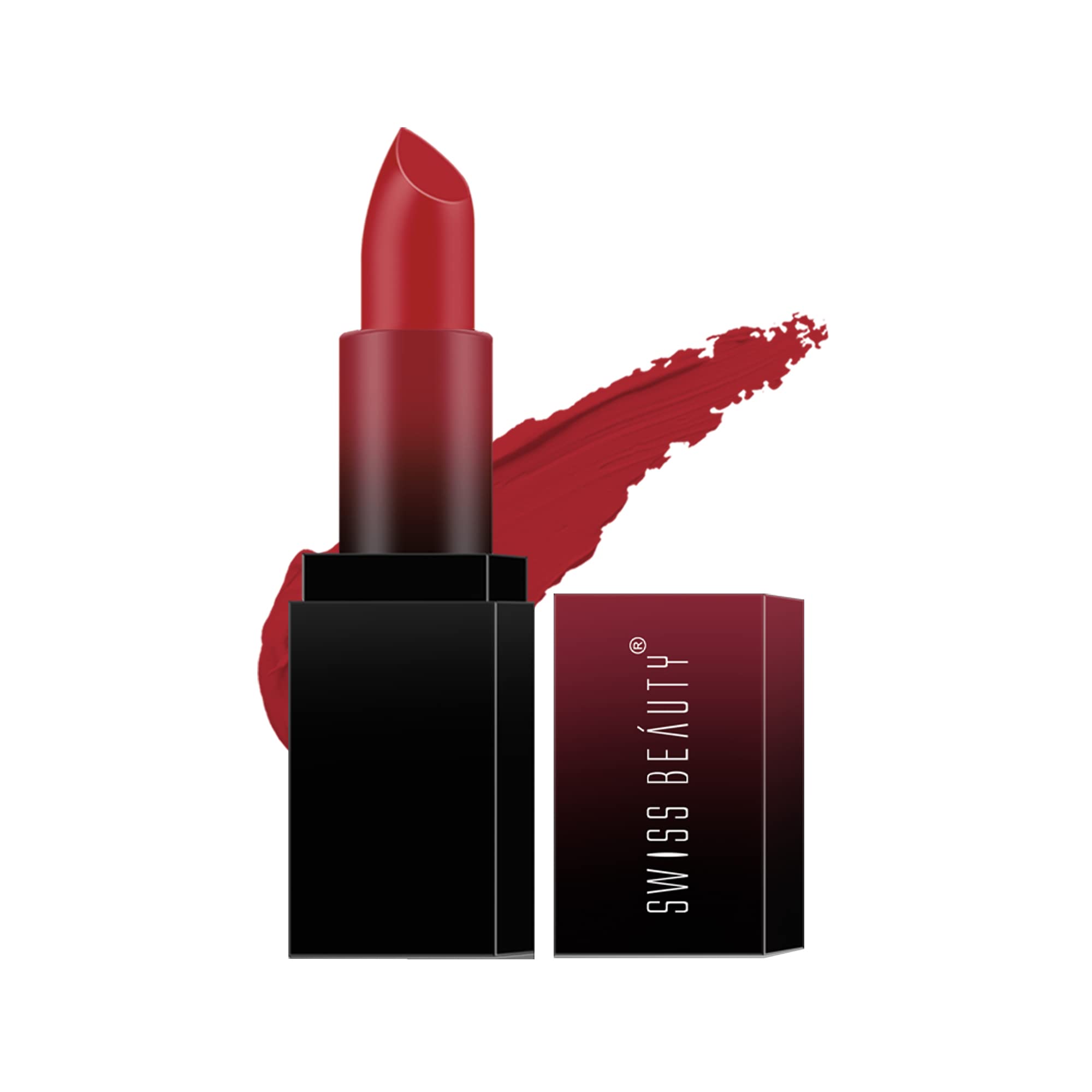 Swiss Beauty Hd Matte Pigmented Smudge Proof Lipstick | Creamy Matte Long Stay Lipstick | Siren-In-Scarlet, 3.4g
