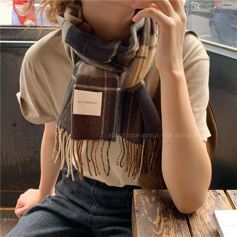 

Double-sided plaid scarf Warm retro Christmas scarf Women s autumn and winter imitation cashmere 200