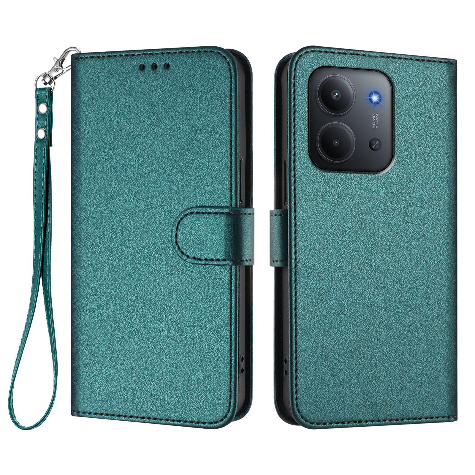 

Для Xiaomi Redmi 15C 4G (171 мм) Кожаный чехол-кошелек-подставка для телефона с ремешком на запястье Green