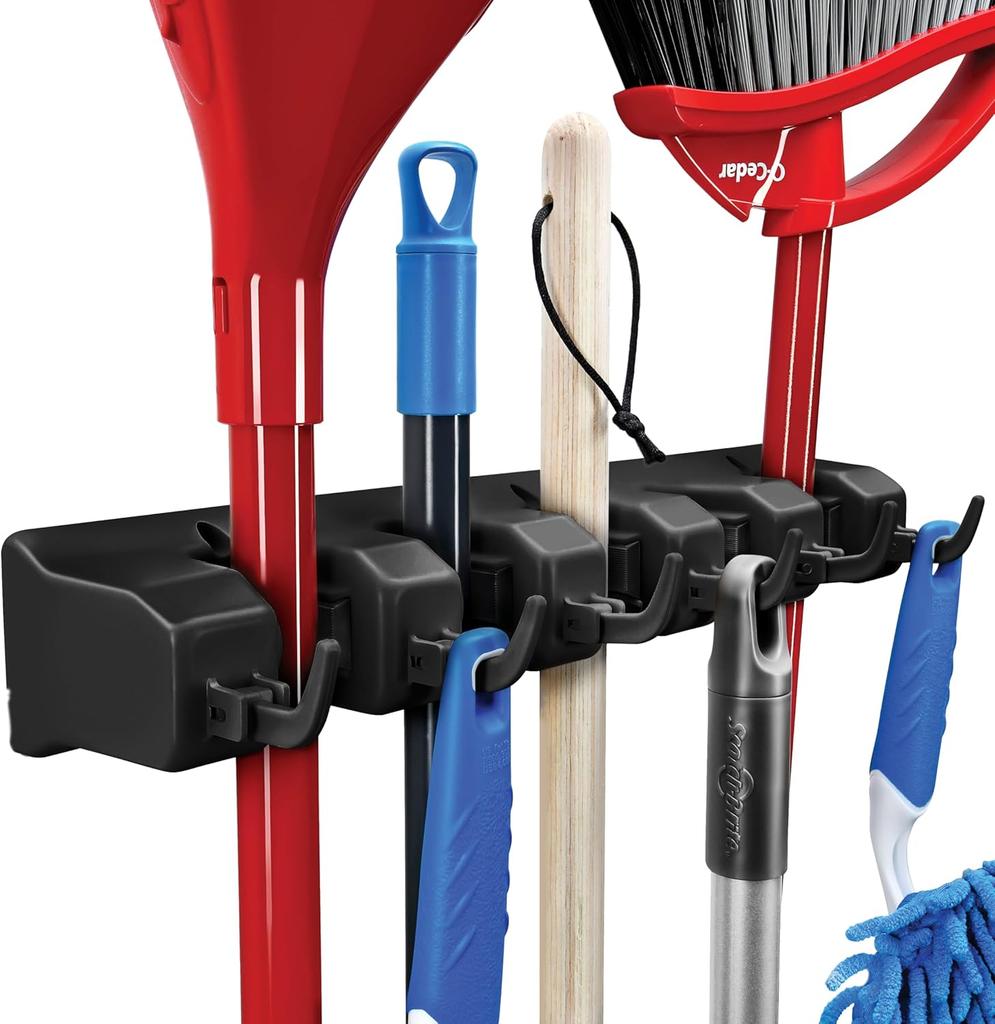 1PACK Mop Broom Hanger, Wall Mount - Home Kitchen Wardrobe Garage Laundry Gardening Tool Storage Rack
