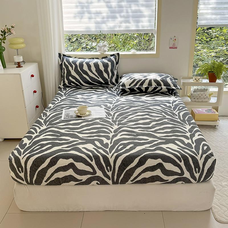 Spannbettlaken mit Gummizug Zebra Streifen Gedruckt Spannbettlaken Queen Size Bettlaken Sets Hohe Qualität Einzelne Laken für Bett