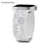 Silicone Bracelet For Apple Watch 11 10 46mm 42mm 9-8-7-6-5-4-3-2 Engraved Floral For IWatch Ultra 3 49mm 45mm-44-42-41-40-38mm