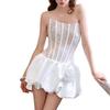 Elegantes Rosen-Bandeaukleid mit Spitzen-Patchwork – Petite-Größen, Frühsommerkollektion 2026