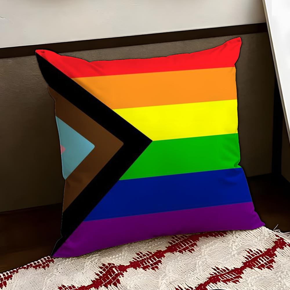 Homosexual Rainbow Flag Cushion Cover Reversible Soft Durable Pillow Cover Home Car MultiScene Use for Daily Comfort