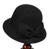 Elegant Woolen Basin Hat Autumn and Winter Bow Fisherman Hat Women's Retro Temperament Top Hat
