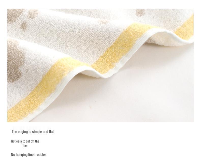 Cartoon Cat Embroidered Yarn-Dyed Soft Bath Towel
